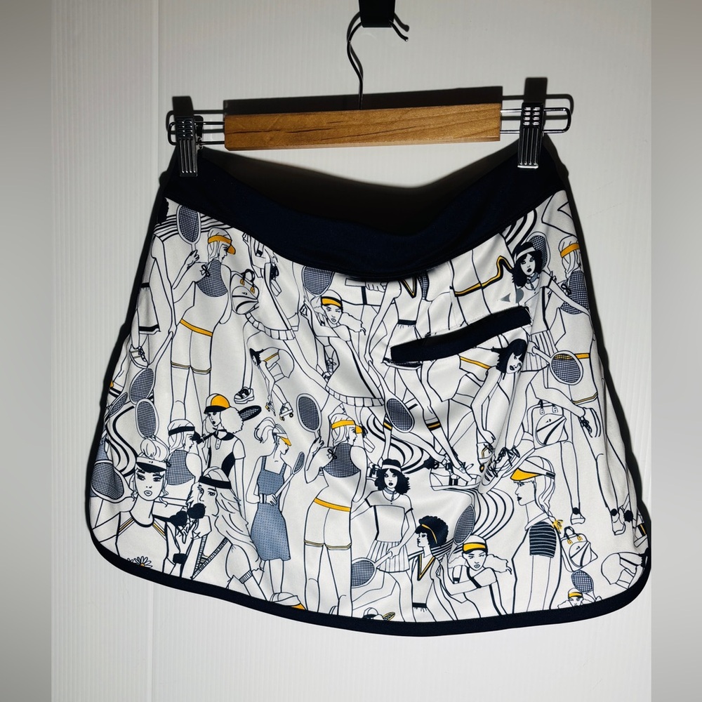 Grand Slam Graphic Print Mini Skirt - Black, White, Yellow - Picture 4 of 5